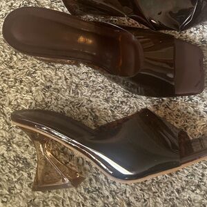 Brown translucent mules